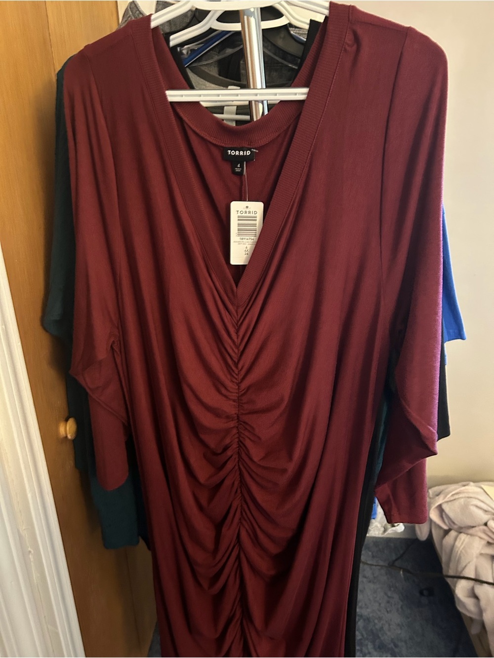 torrid Burgundy Ruched V-Neck Tunic